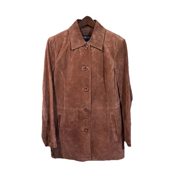 Bernardo for Nordstrom Suede Leather Jacket Brown Size M